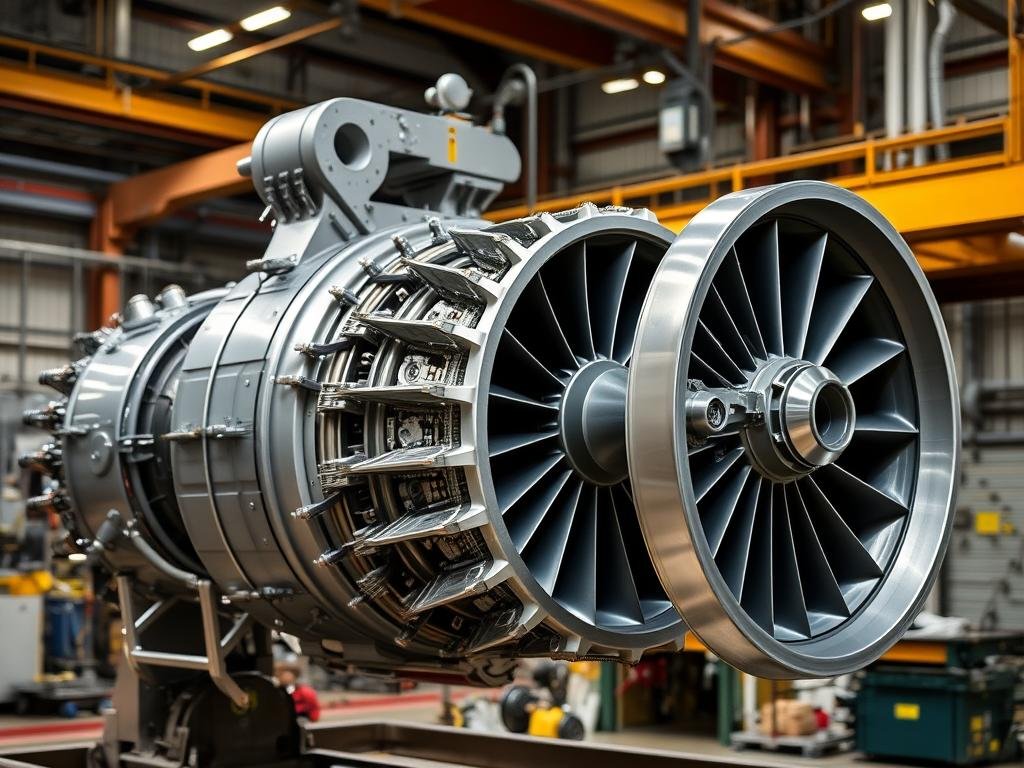 Aeroderivative gas turbine showing aircraft engine heritage Aeroderivative gas turbine showing aircraft engine heritage