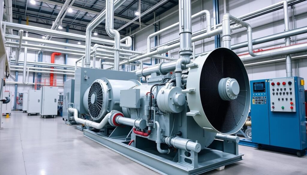 Industrial centrifugal compressor installation in a manufacturing facility Industrial centrifugal compressor installation in a manufacturing facility