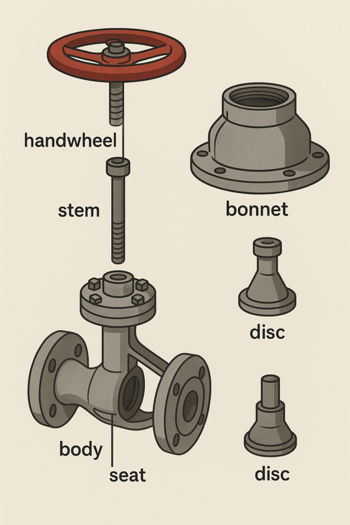 a diagram of a globe valve