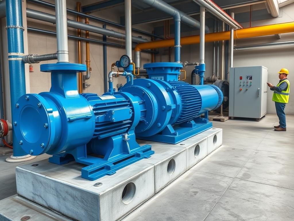 Centrifugal pump installation at a municipal water treatment facility