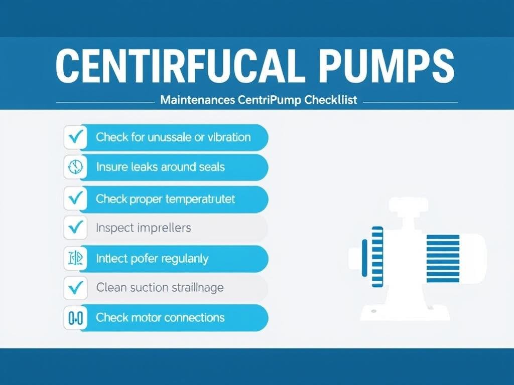 Infographic showing basic maintenance checklist for centrifugal pumps Infographic showing basic maintenance checklist for centrifugal pumps