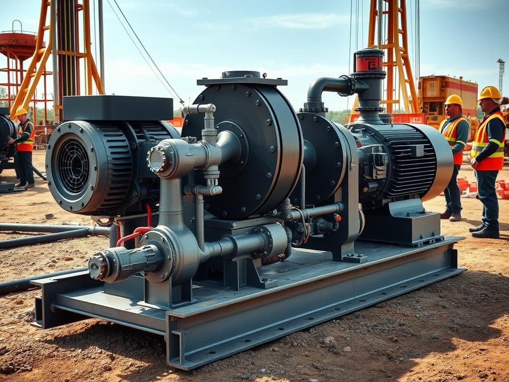 Positive displacement pump handling crude oil in an oil field operation